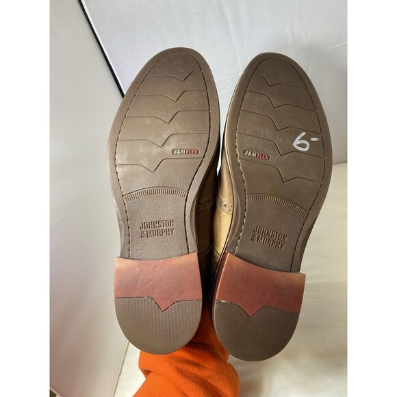 Johnston and Murphy wing tip brown leather sheepskin derby shoes men’s size 9 M - Picture 6 of 9